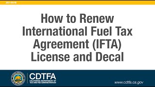 How to Renew International Fuel Tax Agreement (IFTA) License and Decal