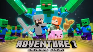 Minecraft Adventure - Finding Golden Apple: Zombie Attack - LEGO Minecraft Animation