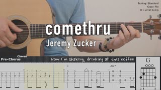 Comethru - Jeremy Zucker  Fingerstyle Guitar  Tab Tutorial  Chords  Lyrics