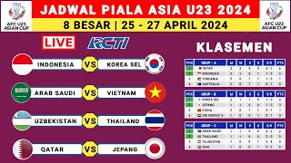 Jadwal 8 Besar Piala Asia U23 2024 - Indonesia vs Korea Selatan - Klasemen Piala Asia U 23 2024