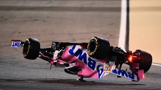 Lance Stroll Formula 1 Crash and ROLLOVER @ Bahrain *LONG FULL VERSION*