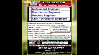 Qatar jobs update in India Mumbai | Mechanical engineering job in qatar for India