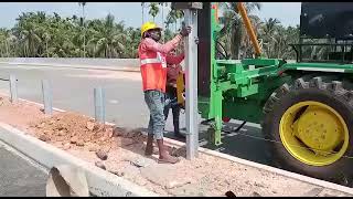 Crash barrier installation machine- Working site video - HSSI-1611