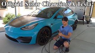 Using my Offgrid Solar Trailer to Level 2 Charge my Tesla