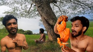 පැලේ වාඩියේ කුකුලෙක් රෝස් කරා මචං 🍗😋 | Roast a chicken sitting on the porch, man  | Jungle Boy