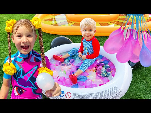 Diana And Roma Water Balloons Playdate With Baby Oliver Videos For Kids