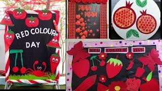 23 red colour day celebration activities and decoration ideas, school wall decoration