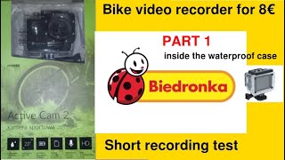 Bike video recorder HYKKER Active Cam 2 in case. Short test of recording