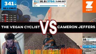 The Vegan Cyclist VS Cameron Jeffers RACE UP ALP DU ZWIFT (A Zwift Race Breakdown)