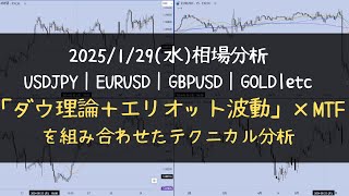 【FXトレード：相場分析：2025/1/29水曜日】 USDJPY/EURUSD/GBPUSD 等「■ダウ理論■エリオット波動■MTF分析」がベースの「押し目買い戻り売り手法」