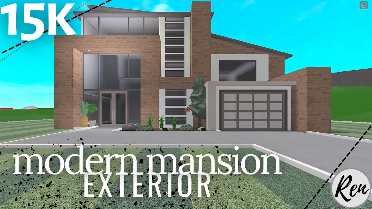 15k Bloxburg Modern Mansion Exterior - YouTube