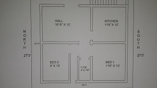 30 × 27 east face 2bhk house plan