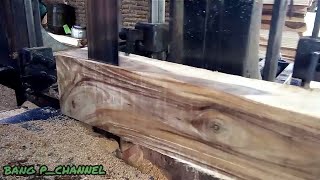 Mahogany wood cutting machines proses detail penggergajian kayu bahan furniture mahogany wood sawing