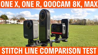 Insta360 ONE X vs Insta360 ONE R vs Kandao Qoocam 8K vs GoPro MAX Stitch Line Comparison Test