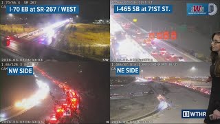 Snow and ice cause hazardous road conditions across central Indiana Monday morning