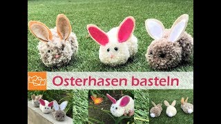 Osterhasen basteln - DIY mit Pom Poms