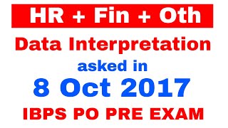 HR + Finance + Other DI asked in IBPS PO Pre 8 oct 2017  Exam