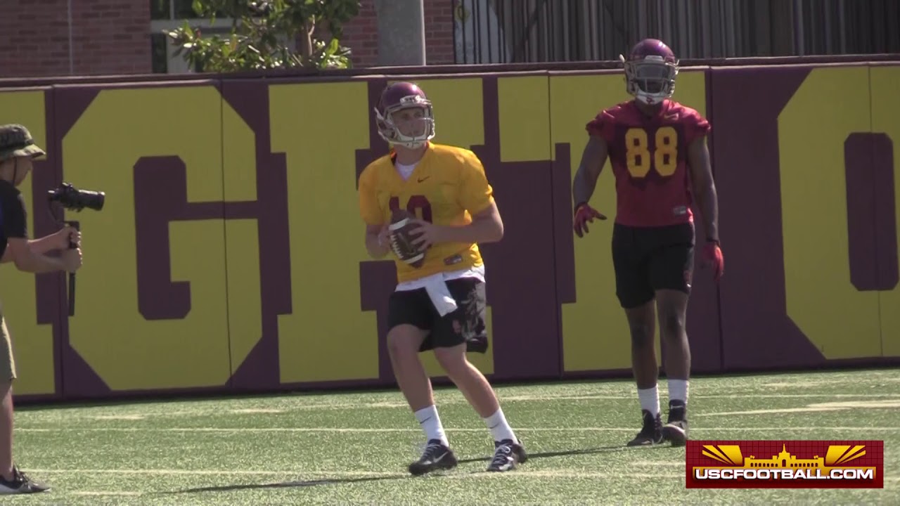 Quarterback Warm-up Drills From USC’s First Practice - YouTube