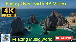 Flying over Earth from above in 4K UHD I Relaxing Music Nature Sound