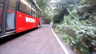 26 09 2013 Wessex Bus MGIF nearly causing head on collision with on coming traffic