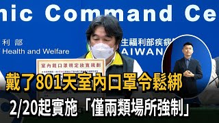 戴了801天室內口罩令鬆綁　2/20起實施「僅兩類場所強制」－民視新聞