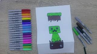 How to Draw a MINECRAFT CREEPER SURPRISE FOLD | Drawing for Beginners