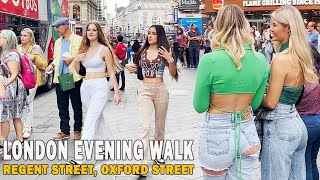 Central London Evening Walk | Regent Street, Oxford Street - July 2022 | London Walk [4K]
