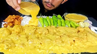 Asmr Eating Punjabi Kadhi Pakora with Rice || Asmr Eating Show