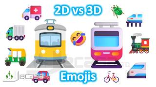 Emoji Meanings, 2D vs 3D Emojis, Part 26 - Ground Transport | Noto vs Fluent Emojis | Vocabulary