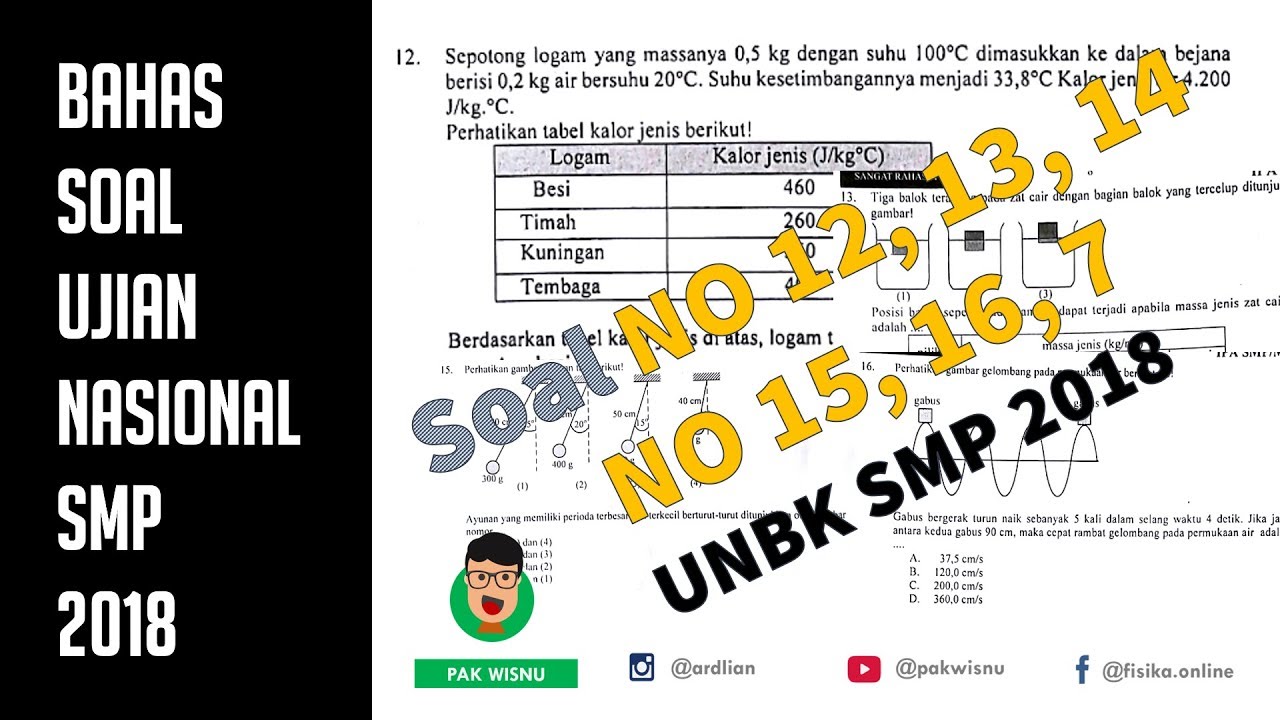 Pembahasan Soal UN IPA SMP 2018 (No 12, 13, 14, 15, 16 Dan 17) - YouTube