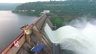 Stunning Drone Visuals Of Srisailam Dam After Gates Lifting | Srisailam Beautiful View | V6 News