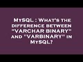 MySQL : What's the difference between 