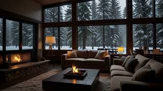 No Ads Fireplace Blizzard ASMR - Snow Storm Sound With Fireplace Burning For Deep Sleeping