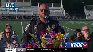 Muscatine Police Chief Anthony Kies speaks at vigil for 6 shooting victims