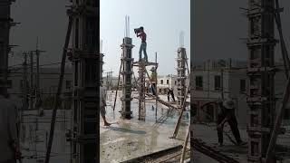 ចាក់បេតុងសសរផ្ទះ/Columns Pouring Concrete Work#structure #decoration#shorts