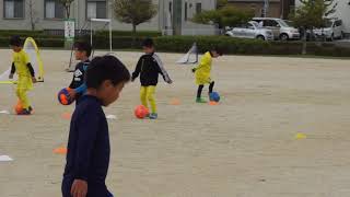 ドリブルドリル20180414　土曜篠目小学生サッカースクール【JOANサッカースクール　スパークルキッズJOAN校　JOANスポーツクラブ 安城　三河】