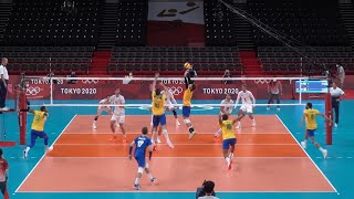 Bruno Rezende setting Brazil Volleyball at Tokyo Olympics
