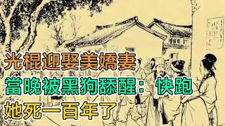 民間故事：光棍迎娶美嬌妻，當晚被黑狗舔醒：快跑，她死一百年了