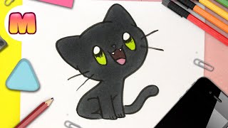 Como dibujar un GATO KAWAII 💖 FACIL PASO A PASO 💖  como dibujar un gatito bebe con Jape