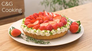 Fresh Strawberry Custard Tart | ASMR