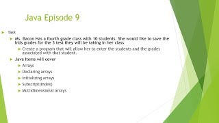 Java practice activity, Declaring arrays, Initializing arrays - Lesson 9