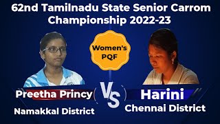 PQF Preetha Princy vs Harini | Tamil Nadu State Carrom Championship | TNCA | Carrom Tamil