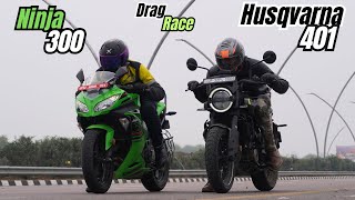 Ninja 300 vs Husqvarna Svartpilen 401 Drag Race