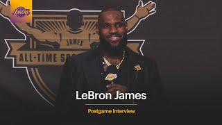 LeBron James reacts to breaking the NBA Scoring Record