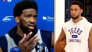Joel Embiid press conference after Ben Simmons was suspended during Sixers practice