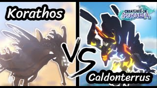 Caldonterrus VS Korathos | Creatures of Sonaria | Roblox