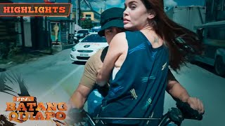 Bubbles sits on Tanggol's lap to escape the police | FPJ's Batang Quiapo (w/ Eng