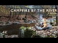 4 hours - Autumn Campfire Sounds by the River | Nature Sounds | ASMR Nature | 4K