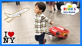 Ryan ToysReview airplane ride and opening surprise eggs!