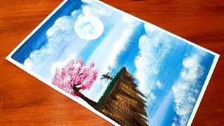 Clouds Acrylic Painting Tutorial || Floating Island Acrylic Painting For Beginners Step By Step